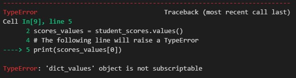 typeerror dict_values object not subscriptable