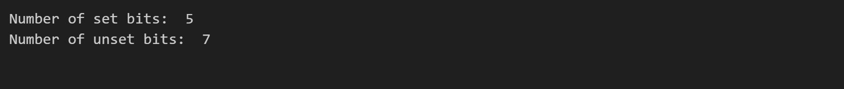 output counting the set and unset bits in a bit array