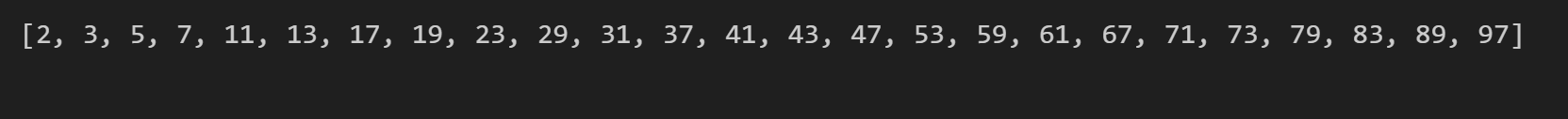 output for using bit arrays to implement the sieve of eratosthenes bitarray